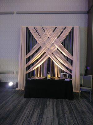 gray and light pink backdrop @ Marriott Osu by Advantage Events Decor & Design