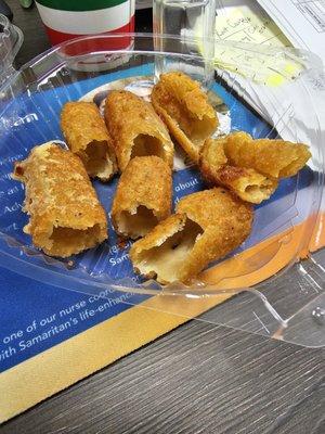 Fabios gives cheese sticks with no friggin cheese in them!