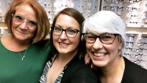 Karen (front desk), Amanda (manager) and Nancy (optician)