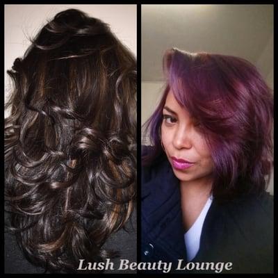 From dark brown to purple done by Estephanie.