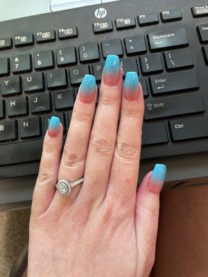 Dip manicure for a gender reveal!