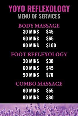 Yoyo reflexology
150 S Denton Tap Rd

Ste 114

Coppell, TX 75019