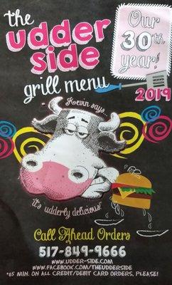 Front of menu