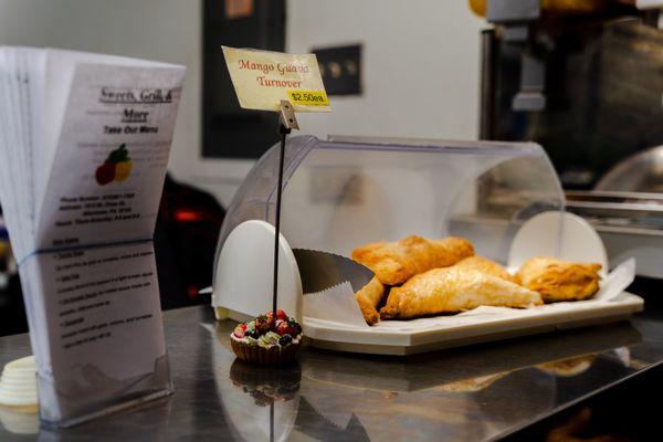 One of the dessert options: Mango-Guava Turnovers with fresh pineapple baked in a puff pastry.