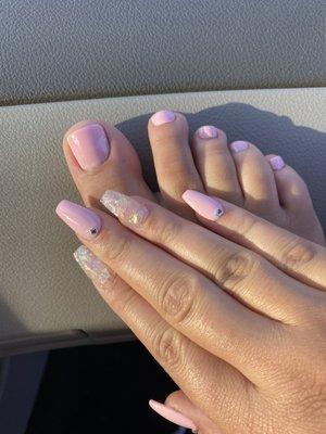 Pretty in pink! Kevin did my toes and Lucy did my gel manicure