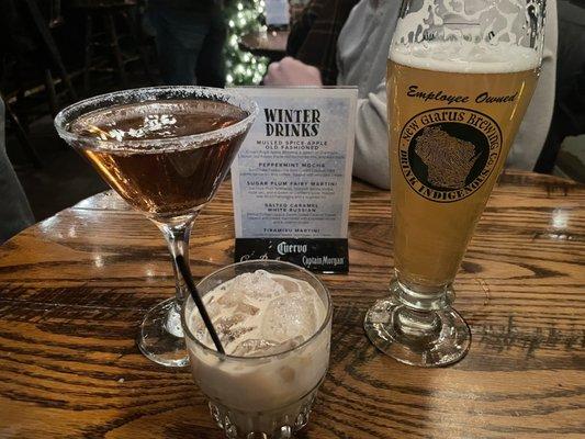 Sugar Plum Fairy Martini, Peppermint Mocha, and a Spotted Cow!