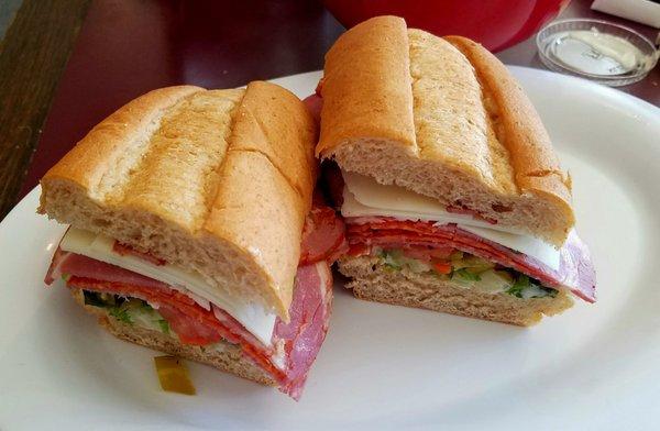 Italian sandwich cold with Giardiniera.