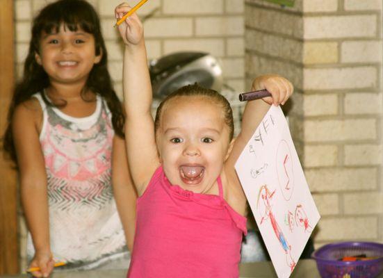 The Pre-K kids are proud of their work.