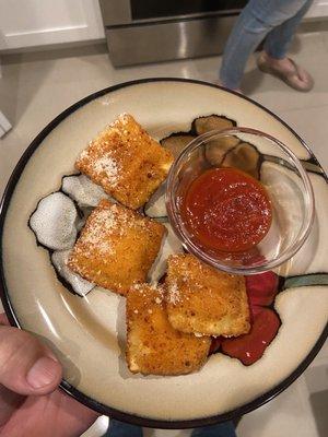 Fried ravioli appetizer instead of the ravioli pasta dinner for my little girls.