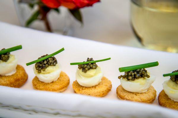 Deviled Quail Eggs with Caviar