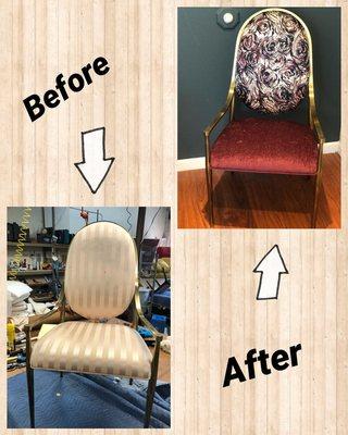 Before and after.  Chairs lookin beautiful again.