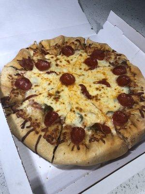 Large Stuffed Pepperoni, half-sausage, half-jalapeños