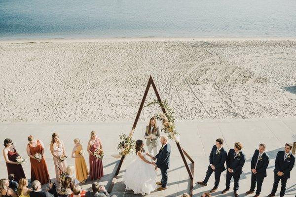 Wedding ceremony at ZLAC Rowing Club in San Diego,CA