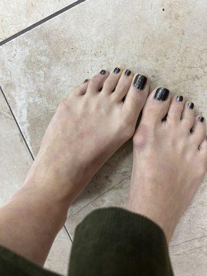 Black Sparkles  pedicure