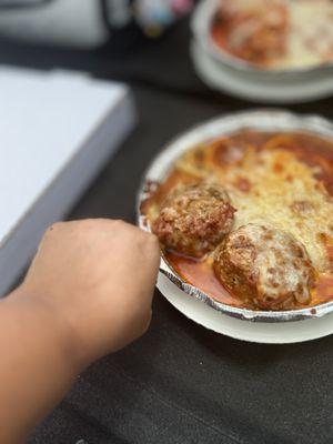 Meatballs about the size of my fist!