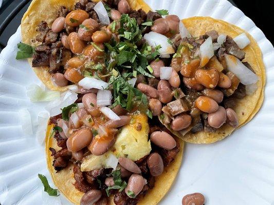 Tacos de Carne Asada, Al Pastor y Lengua