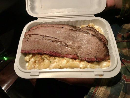 Brisket with Mac & Cheese.