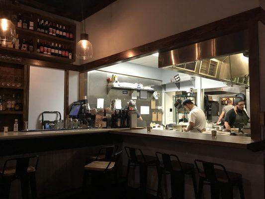 Bar area and open kitchen