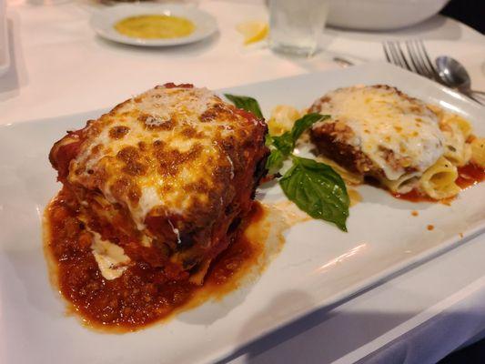 Chicken parm/lasagna combo