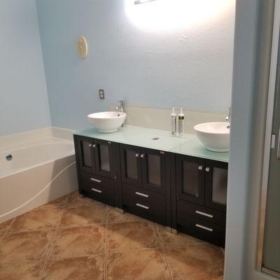 Bathroom vanity install before