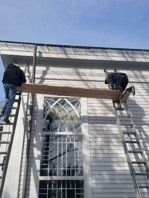 Installing Flashing along roofline to prevent Flying Squirrels from entering the  Attic.   January  2018.