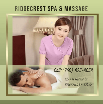 Whether it's stress, physical recovery, or a long day at work, Ridgecrest Spa & Massage has helped  many clients relax in the...