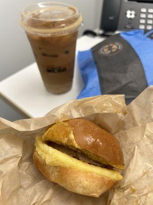 Vegan Breakfast Roll and Iced Latte