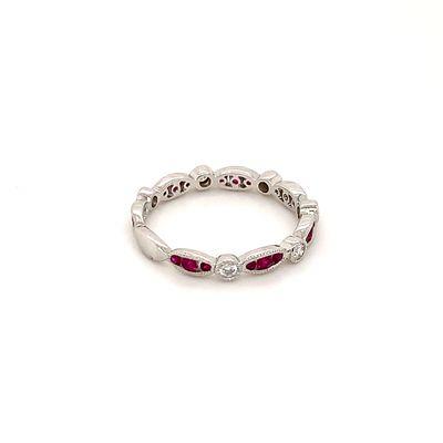 SKU 140-10024 18KT WG sizable Band .40CT Rubies .17CT Diamonds