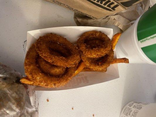 Burnt onion rings