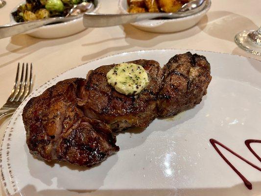 Dry aged Ribeye steak with rosemary garlic butter