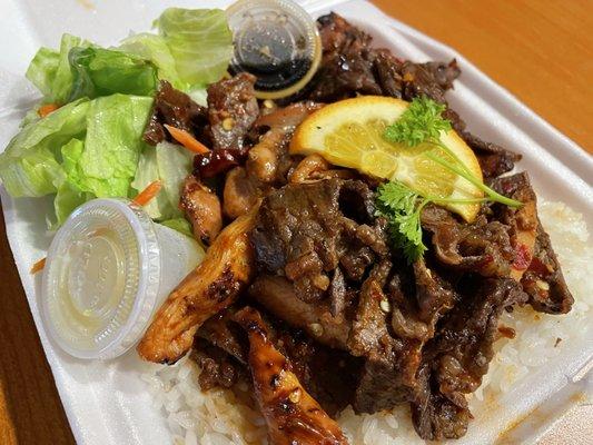 Spicy Chicken & Beef w/White Rice (To-Go).