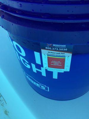 To measure water loss to a leak vs. evaporation. Same bucket marked outside at the starting water level in the pool.