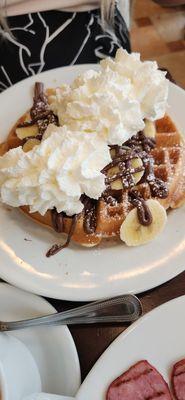 Nutella Belgium  Waffles with bananas and whipped cream