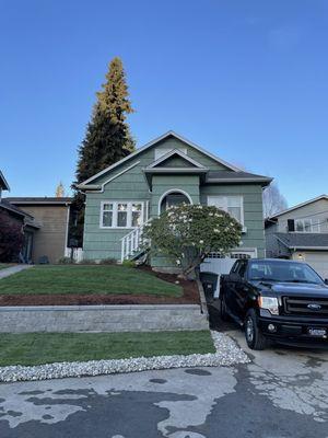 Front yard right after the sod went in.