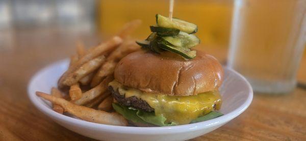 Livingstone burger with seasoned fries