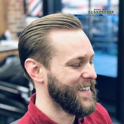 Full scissor trim hair and beard  at Made Man Barbershop