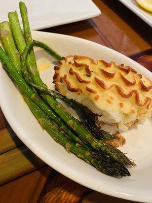 Sides: twice baked potato & Seasonal Vegetables