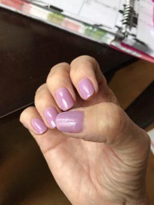 Top coat on half the nail