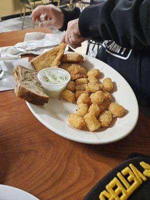 FishFry Tater Tots Rye Bread Coleslaw