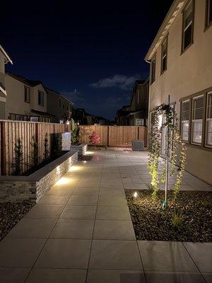 Patio at night  Porcelain pavers from Italy