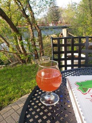 Brought a pizza to enjoy with a fruited sour by the river!