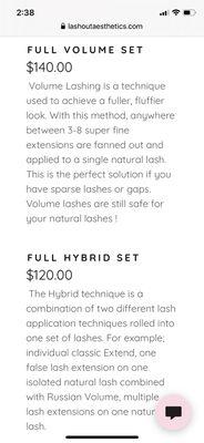 Lash prices