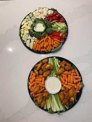 Wings and veggie platter