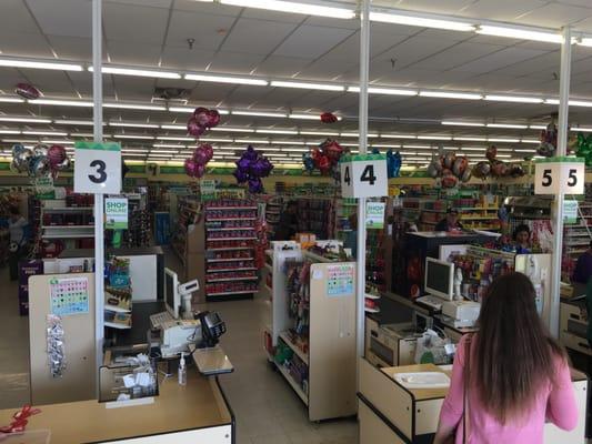 View of some registers and the store.