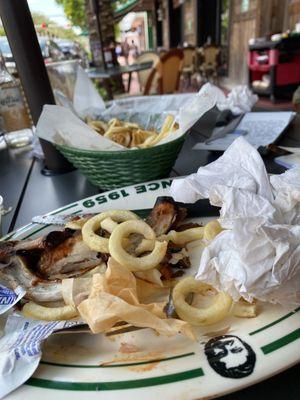 This is the brine fries and salted wings ,we shared the ribs and a glass of beer ,the beer was the , best part of the meal.