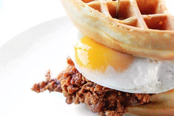 Fried Chicken & Waffle Breakfast Sandwich