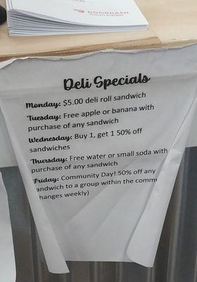 Cool daily specials