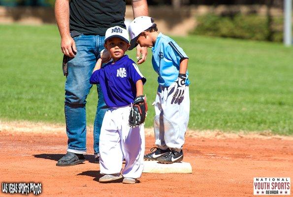 T-Ball is for Ages 3-4.  We then offer 2 levels of Coach Pitch for ages 6U and 8U.  Register online at nysnevada.com