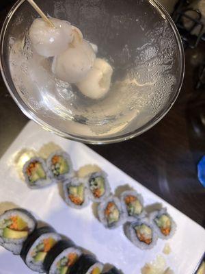 Lychee martini and Vegetarian California Roll