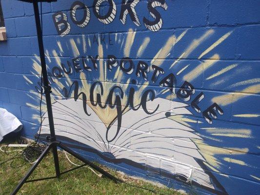 Mural outside the bookstore.